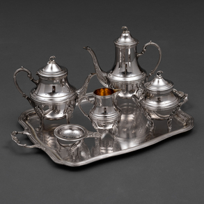 Coffee set in Spanish silver punched. Law, 925. 20th Century