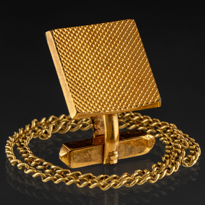 Conjunto de cadena de eslabones sin cierre y gemelo en oro amarillo de 18 kt.