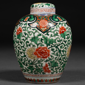 Tibor en porcelana china familia verde, Trabajo Chino, Siglo XIX