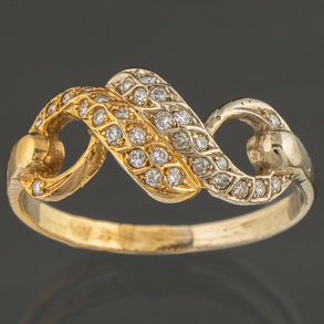 Ring in 18kt yellow gold and 18kt white gold with diamonds