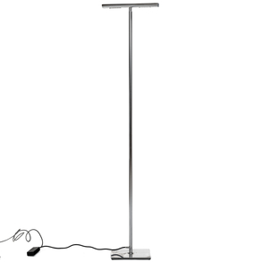 Floor lamp in chromed metal with square base of the twentieth century.