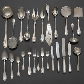 Twelve services cutlery in Spanish silver and silver plated silver of the XXth century.