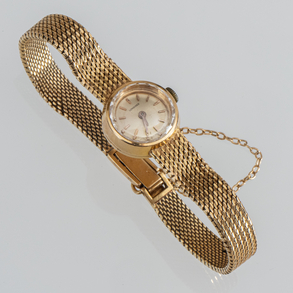 Longines - Ladies' watch in 18kt yellow gold with mesh strap.
