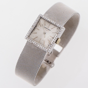 Longines, jewelry watch in 18 kt white gold with diamonds.