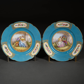 Set of two porcelain dishes from Sévres Chateau des Tuileries. Sévres stamp. S. 37.
