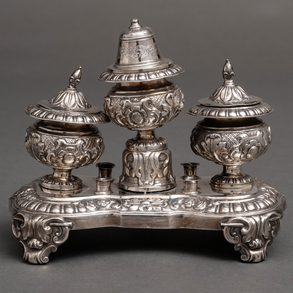 19th century Spanish silver and punched silver writing desk