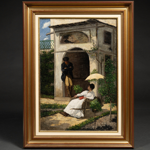 ‘Lady reading in the garden’.