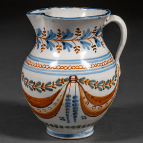 Talavera de la reina ceramic jug, 19th century curtainware series.
