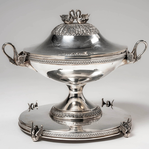 An important 20th century silver centrepiece in the Empire style in Spanish silver and 20th century silver hallmarked.