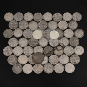 Set of 51 coins of 100 pesetas of Francisco Franco, 1 coin of Alfonso XII and 2 coins of Carlos I in silver.