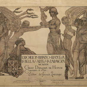 Gran diploma de honores de la Exposición Hipano- Francesa de Bellas Artes de Zaragoza de 1919 concedido a Isidoro Guinea