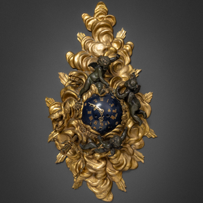 Wall clock in the form of cloud with birds in gilded bronze and bluing bronze of the nineteenth century.
