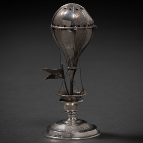 19th century silver embossed silver balloon shaped toothpick holder