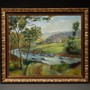 ‘Landscape with farmhouse and river’.