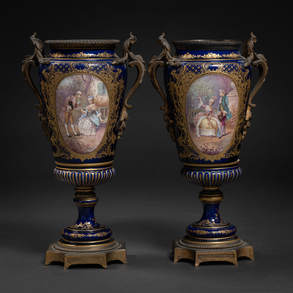 Pair of French porcelain vases Sévres nineteenth century.