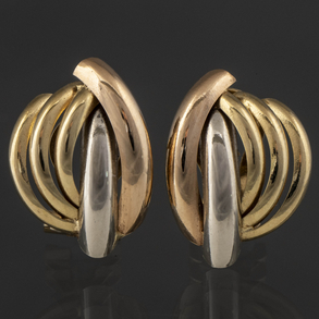 Pareja de pendientes en oro amarillo y oro blanco de 18kt.