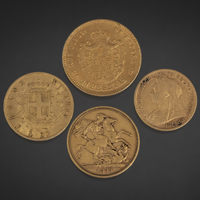 Conjunto de tres monedas en oro amarillo