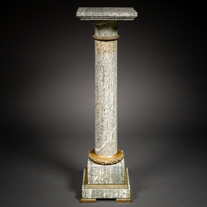 Columna en mármol verde veteado con aplicaciones en bronce dorado del siglo XIX