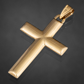 Colgante en forma de cruz latina en oro amarillo de 18 kt.