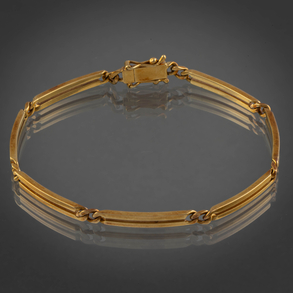 Pulsera de eslabones rectangulares cóncavos en oro amarillo de 18 kt.
