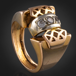 Sortija antigua vintage de los años 40-50 en oro amarillo de 18 kt.