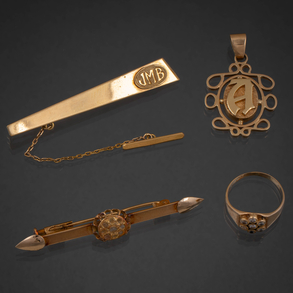 Conjunto de dos alfileres de corbata con colgante de la letra 