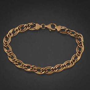 Pulsera doble de eslabones en oro amarillo de 18 kt con cierre de mosquetón.