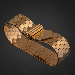Brazalete vintage en forma de cinturón en oro amarillo de 18 kt. Francia, Años 40-50