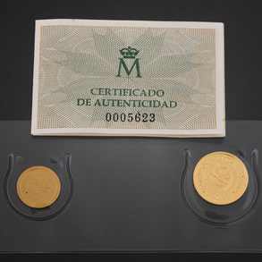 Conjunto de dos monedas conmemorativas del quinto centenario AU de 10000 pesetas y 5000 pesetas de Carlos I