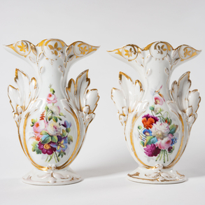Pareja de jarrones en porcelana Viejo París del siglo XIX