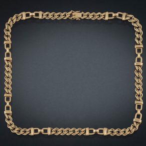 Bonita gargantilla de eslabones dobles en oro amarillo de 18 kt