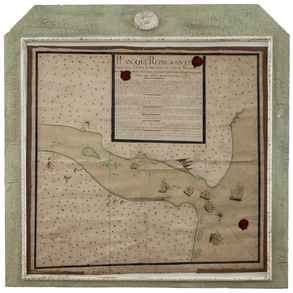 Mapa manuscrito de la antigua entrada del puerto de la ciudad de Baona y que puede servir de guías segura para su restablecimiento en mayo de 1726