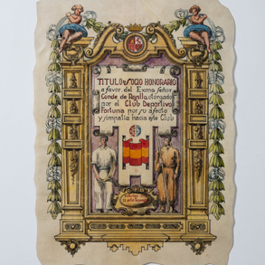 Título de socio honorario a favor del Exmo señor Conde de Rosillo en 1937